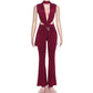 Sexy Jumpsuits for Woman Outfit Club Wear One Pieces Sleeveless Deep V Neck Backless Flare Jumpsuit