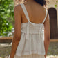 Boho Smocked Ruffle Crop Cami Solid Color Adjustable Tie Back Spaghetti Strap Loose Summer Beach Vacation Tank Top