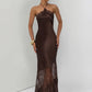 Women Halter Satin Maxi Dress Lace Trim Backless Bodycon Long Evening Party Dress Elegant Formal Wedding Guest Gown