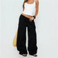 American Minimalist Elastic Waist Wide Leg Pants Women Oversized Draped Baggy Floor Length Casual Daily Office Trousers