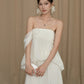 3d Flower Decoration Maxi Dress Women Mesh Tassel Chest Wrap Folds Solid Elegant Wedding Party Vacation Vestidos