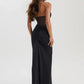 Halter Backless Sexy Maxi Dress Women V Neck Off-shoulder Sleeveless Draped Ruched Bodycon Club Party Long Dress