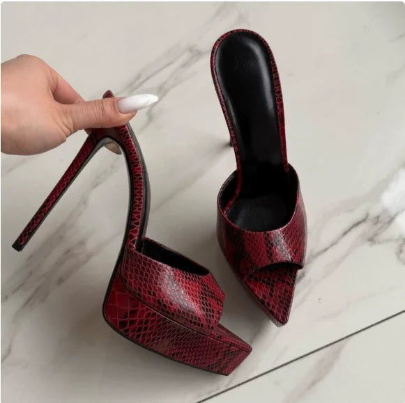 2026 Summer Women's Pointed Toe Open Toe Stiletto Cool Slippers Fashion Women's Wedding Dance Shoes