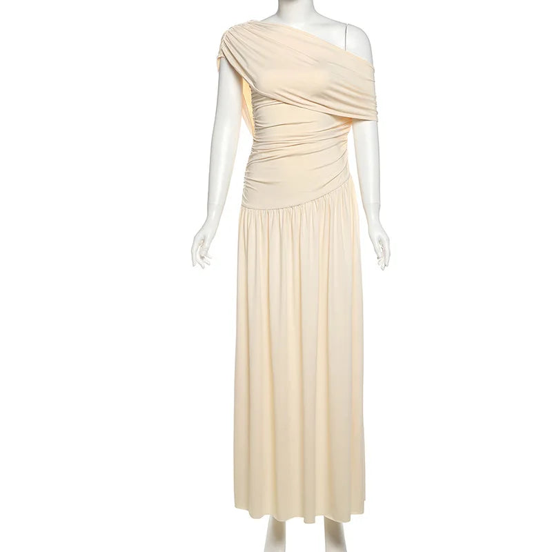 One Shoulder Ruched Long Maxi Dress Elegant Dresses for Woman for Party Evening Gown