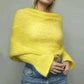 Knitted Shrug Cross Backless Sweater Casual Long Sleeve Off The Shoulder Top for Woman Clothing