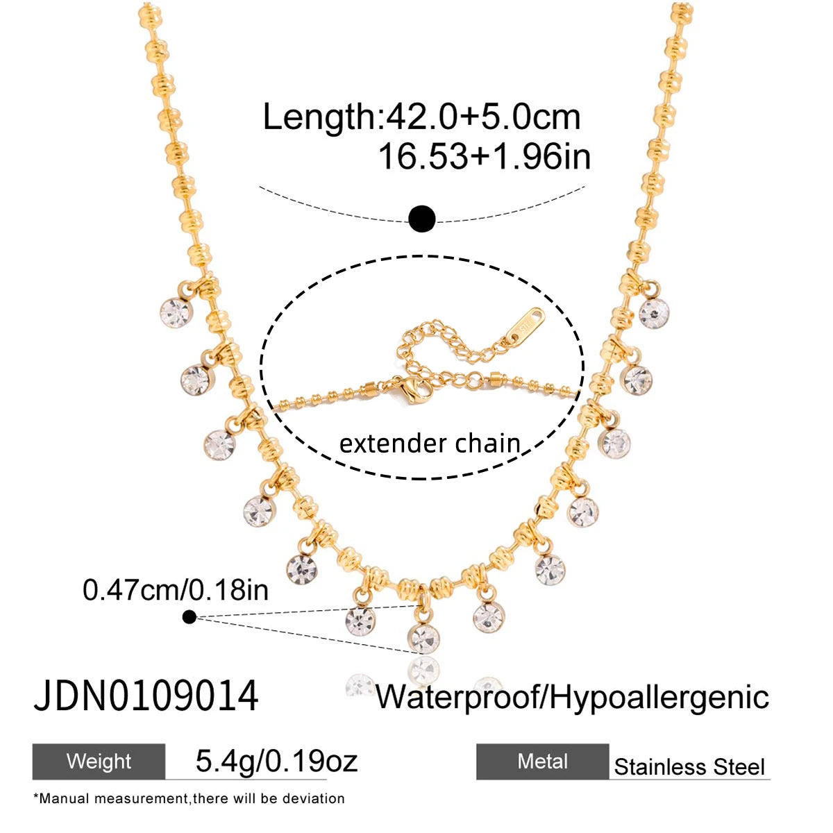 Y2K Patchwork Chain Design Stainless Steel Necklace Paperclip + Glossy Pentagram Cross with Zirconia Pendant Necklace