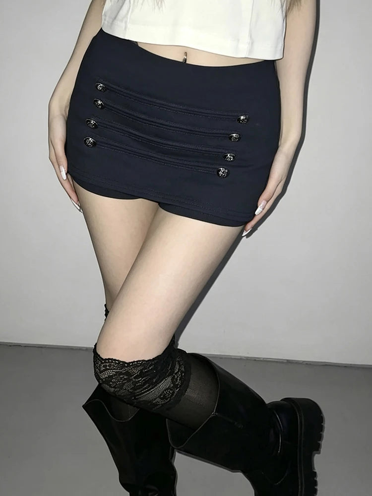 Hottie Trend Skirt Wome Sexy Button Patchwork Fashion Wild Midnight High Street Style Clubwear Simple Daily Outfits