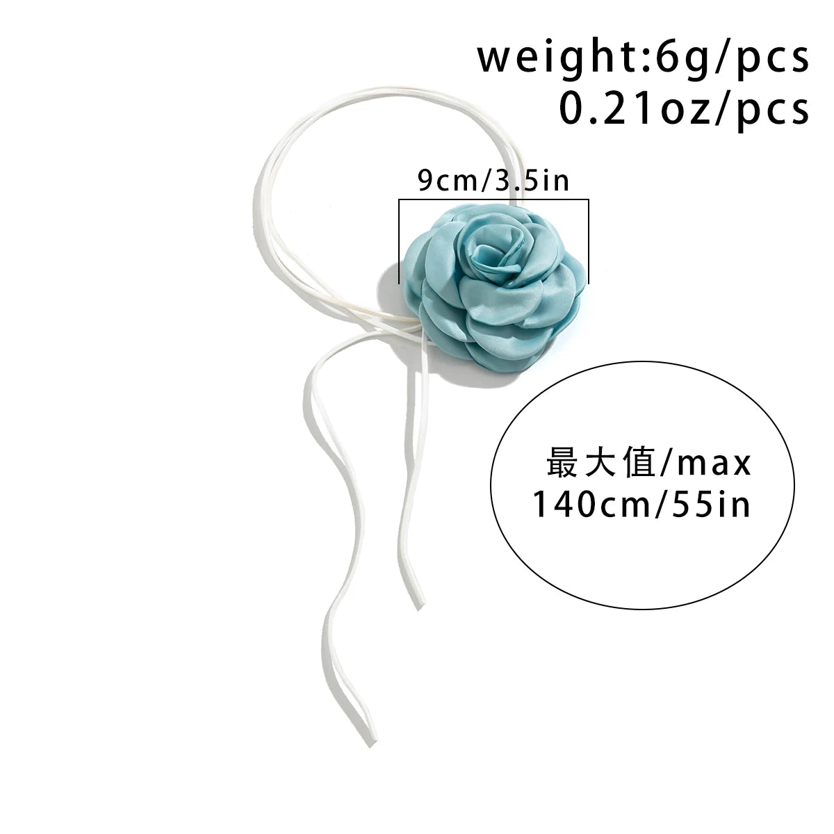 Exaggerated 9CM Satin Big Rose Flower Clavicle Chain Necklace Women Kpop Adjustable Bowknot Rope Choker Jewelry Y2K Accessories