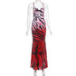 Gradient Animal Print Backless Halter Maxi Dresses for Women Beach Vacation Outfits Sexy Summer Dress 2025
