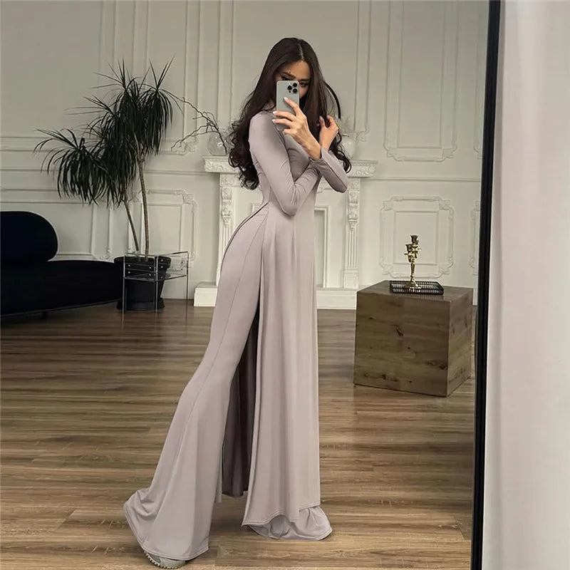 Elegant 2 Pieces Set Long Sleeve Top Bell Bottom Pants Co Ord Sets for Woman Clothing Fall Going Out Outfits