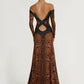 Women Off Shoulder Leopard Print Maxi Dress Long Sleeve Cutout Bodycon Evening Party Gown Formal Wedding Guest Dress