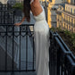 Elegant Backless Dress Women Fashion Classic Halter Ruched Patchwork Sleeveless Sexy Simple Party Club Long Bodycon