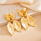 Vintage Textured Leaf Stud Earrings for Women Charm Geometric Piercing Earring Fashion Party Banquet Jewelry Accessorie