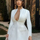 Autumn Long Sleeve Sexy Mini Dress For Women Solid Zipper Deep V Neck Two Pocket High Waist A-line Dress Femme Clothes