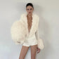 Faux-fur Collar Deep V Neck Long Sleeve Bodysuits & One Pieces Bodycon Top Women' S Clothing Winter 2026