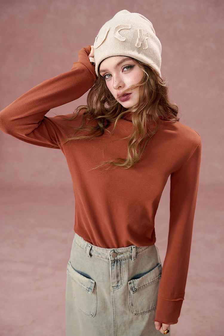 Elegant Lace Trim Mock Neck Top, Solid Ruffle Cuff Long Sleeve Blouse for Daily Wear