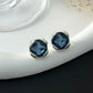 Trendy Blue Square Rhinestone Smalll Stud Earrings Women Punk Unique Geometric Piercing Earrings 2026 New Jewelry Gifts
