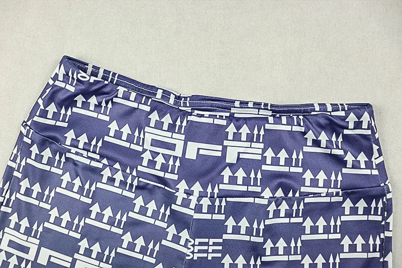 Arrow Print 2 Piece Set Women o-Neck Hollow Tank Tops+Skinny Gradient Long Pants Daily Casual Fashion Sporty Outfits