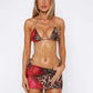 Leopard Print 3 Piece Set Women Beach Vacation Lace-Up Backless Bra+Panties+Skirt Midnight Matching Party Clubwear