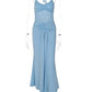 Women Halter Lace Mesh Bodycon Sexy Maxi Dress Elegant Ruched Front Split Long Dress Evening Party Club Formal Dress