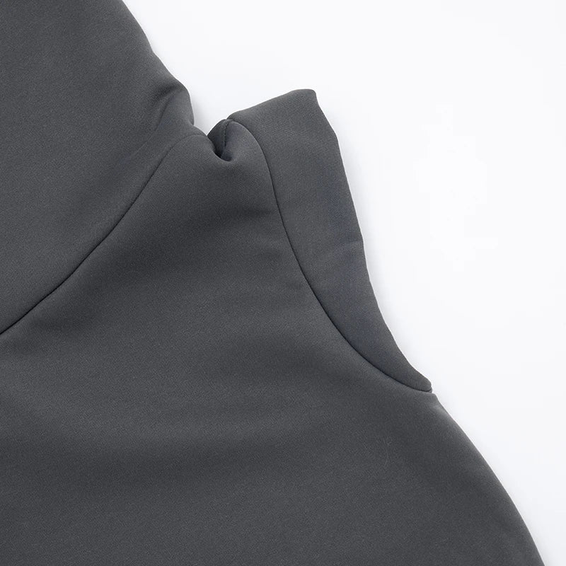 Hooded Pullover Tank Top Women Hipster Casual Simple Wild Basic Streetwear Autumn Fashion Shirring Skinny Slim Vest