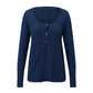 Women Fall Daily Cable Knit Cardigan U Neck Striped Single Breasted Button Front Long Sleeve Lightweight Knit Outer Top