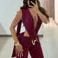 Sexy Waistless Jumpsuit Women Ruched Metal Cross Hollow Bandage Coquette Midnight Workout Hipster Stretch Overalls