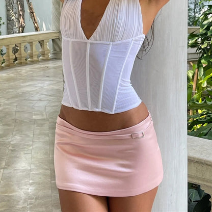 Fashion Women Mini Skirt Low Waist Bottoms Slim Fit Summer Bodycon Short Skirt Clubwear for Party Chic Streetwear