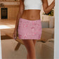 Women Y2K Sequin Mini Skirt Low Waist Sparkle Beaded Short Skirt Glitter Shiny Bodycon Skirt Night Out Party