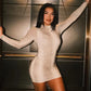 Hottie Snake Pattern Dress Women Winter Trend Full Sleeve Sexy Street Midnight Activity Stretch Skinny Mini Bodycon