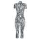 Backless Print Romper Women Sexy Fashion Turtleneck Short Sleeve Stretch Skinny Hottie Trend Midnight Street Clubwear