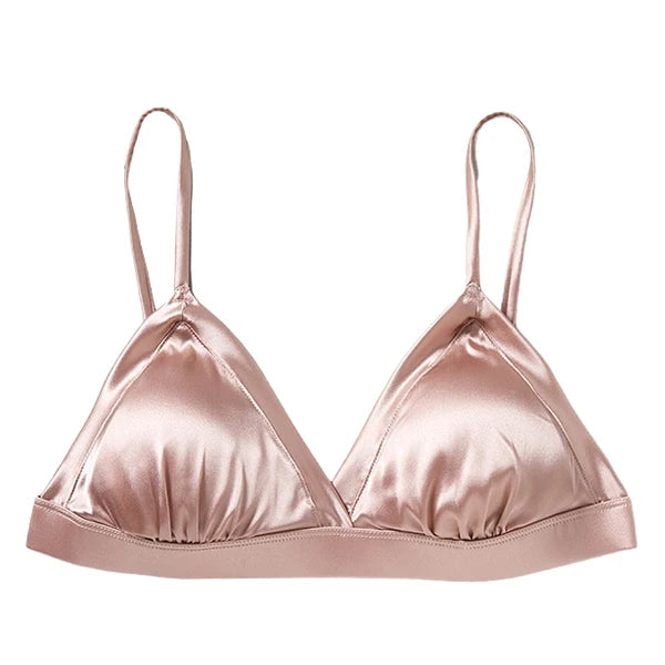 93.8% Real Mulberry Silk Women's Bralette Wireless Bra Triangle Cups Removable Padded Wire Free Lightly Lined Everyday