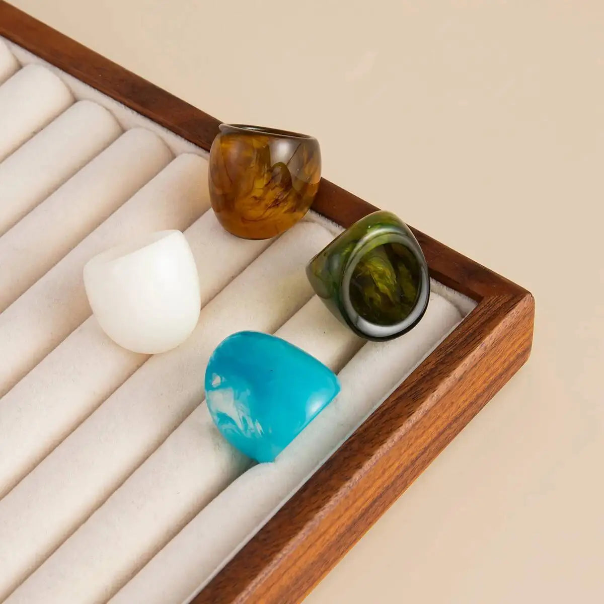 Boho Smudging Chunky Finger Rings for Women Fashion Irregular Acrylic Resin Water Drop Oval Knuckle Y2K Jewelry Gift