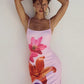 Floreal Print Long Dress For Women Gown Summer New Spaghetti Strap Sleeveless Backless Bodycon Sexy Midi Dress Elegant