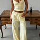 Fashion Chic 2 Piece Set Women Trend Chic Bow Applique V-Neck Camisole+Straight-Leg Pants Casuals Street Sport Suits