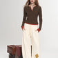 Women's Henley Ringer T-Shirt with Contrast Trim, Long Sleeve Casual Slim Top for Everyday Wear