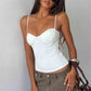 Women Sweetheart Bustier Cami Top Spaghetti Straps Seam Detail Slim Corset Crop Tank Top Y2K Sleeveless Casual Camisole