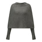 Women Loose Mohair Knitted Sweater Draped Off Shoulder Flare Sleeve Sheer Knit Jumper Cross Wrap Back Winter Pullover