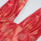 Red Floral Dress Beach Woman Summer Vacation Outfits Deep V Cutout Backless Split Long Dresses Elegant Sexy