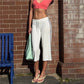 Women Y2K Side Striped Cropped Wide Leg Capri Pants Drawstring Waist Loose Sport Trousers Casual Streetwear Bottoms