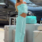 Casual Comfortable 2 Piece Set Woman Autumn Trend Skew Collar Full Sleeve T-Shirts+Long Pants Simple Style Outfits