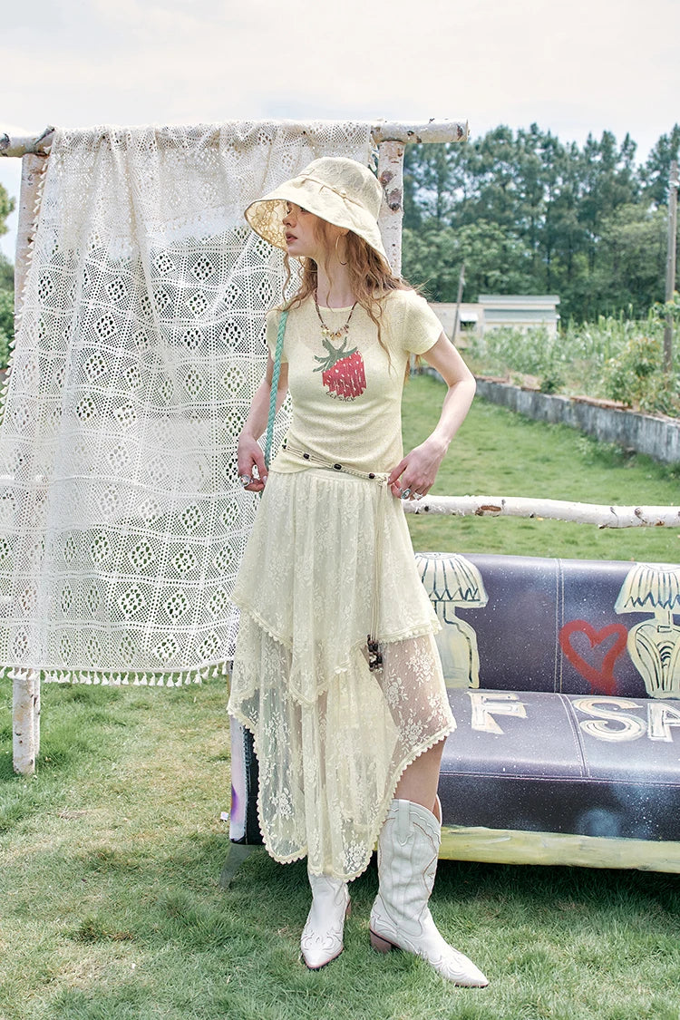 2025 Summer New Arrivals Lace Beige Big Brimmed Hat For Women