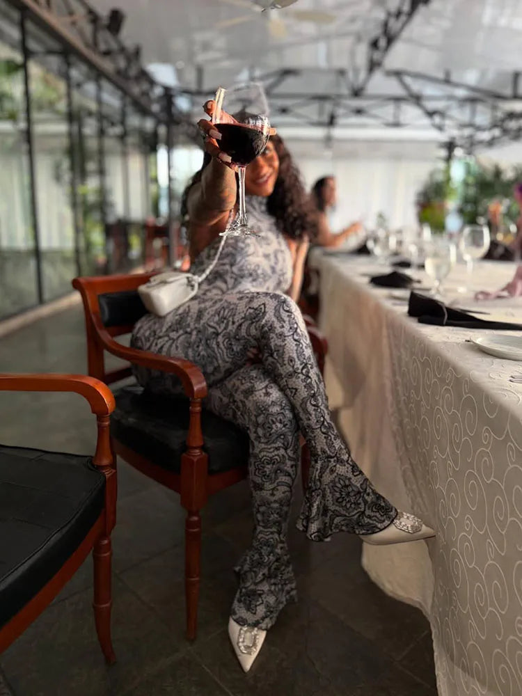 Peach Buttocks Jumpsuit Women Sexy Summer Backless Sleeveless Tight Arabesques Midnight Stretch Streetwear Overalls