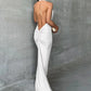 Halter Deep V Neck Backless Maxi Dress Women Sleeveless Temperament Fishtail Dress Ladies Elegant Sexy Party Dress