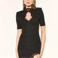 Lace Turtleneck Cut Out Sexy Mini Dress Women Gown Black Hollow Out Short Sleeve Skinny Club Party Dresses Female
