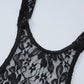 Floral Lace Mesh See Through Black Sexy Dress Y2k Club Outfits Halter Backless Mini Dresses for Women