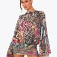 Sexy Backless Dress Women Trend Wild Colorful Print Bandages Bell Sleeves Fashion Chic Street Club Peach Hip Bodycon
