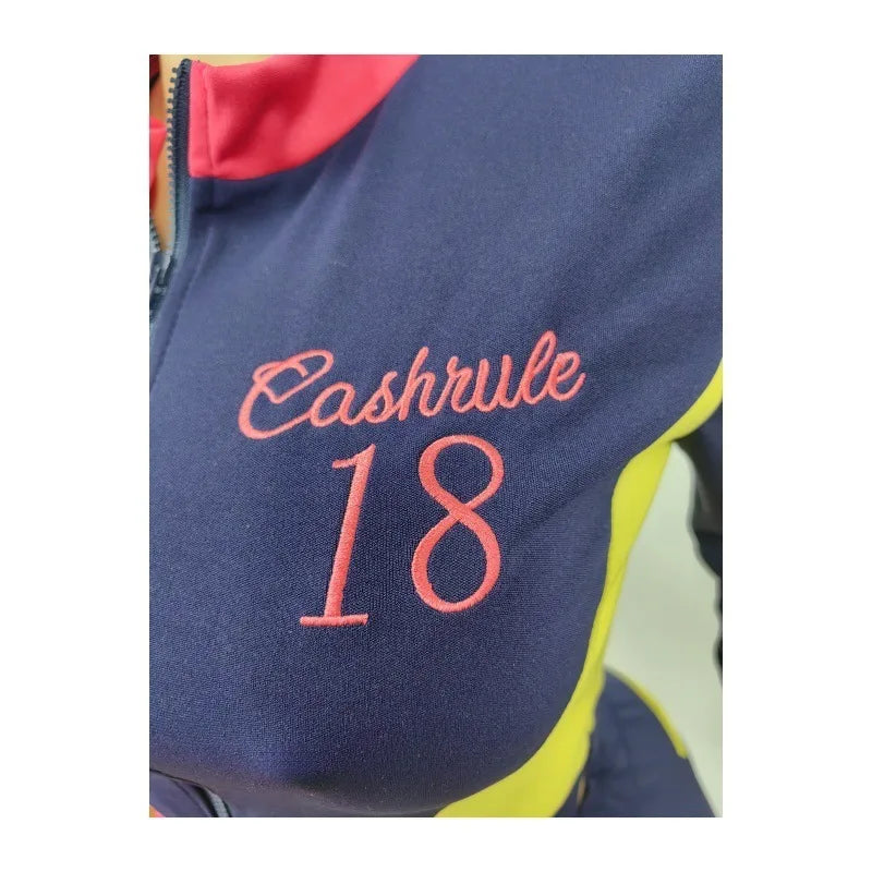 Sporty Tracksuit 2-Piece Set Women Patchwork Zip Letter Print Jackets+Drawstring Shorts Matching Simple Casual Outfit