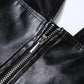 Fashion Rivet Decoration PU 2 Piece Set Woman Halter Open Collar Zipper Backless Tank Tops+Skinny Shorts Street Suits