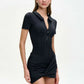 Short Sleeve Zipper Sports Playsuits Women Rompers Summer Casual Draped Ruched Slim Fit Fitness Playsuit Female 2026